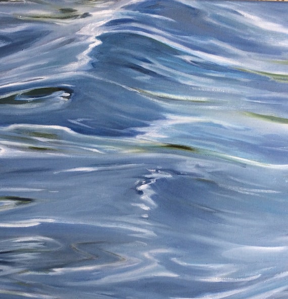 Water One, an original oil painting on stretched canvas. 18" x 24" x .75" Yvonne Wagner. Meditation. Free Shipping to USA.