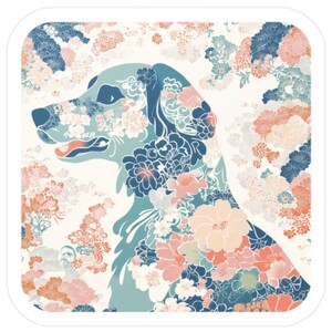 Hond Vinyl Sticker #5 met Bloemenpatroon, Japanse Kunst, Prachtig Ontwerp - Decal, Laptop Sticker, Auto Decal, Raamsticker, Waterfles