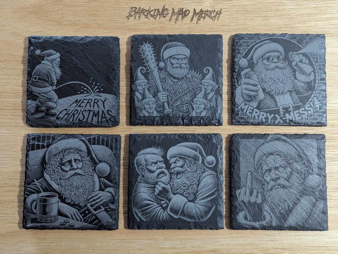 Slate Coaster Rude Laser Engraved Rude Christmas Slate Coaster Set - Etsy