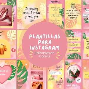 Plantillas Monstera de Instagram, Plantillas editables en Canva, Plantillas para historias y feed de Instagram, para emprendedores, diseño