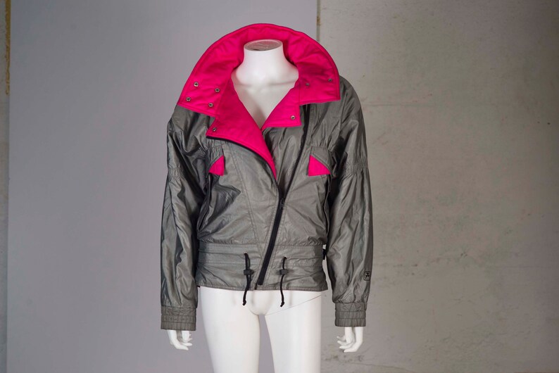 Vtg 80s OUTRAGIOUS Ski Jacket Hot Pink Metallic Grey M L | Etsy