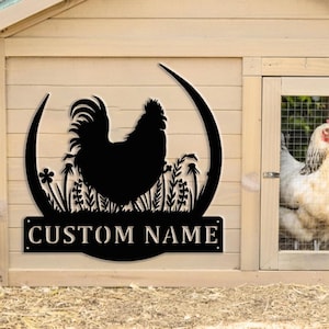 Custom Metal Chicken Coop Sign: Farmhouse Decor, Personalized Name