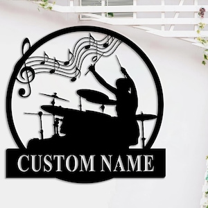 Custom Drum Room Metal Sign Art,Custom Drum Teacher Name Sign,Percussion Music Studio Wall Decor,Personalized Drum Sign,Kid’s Room Decor