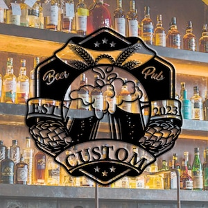 Custom Retro Beer Decor Signs | Personalized Bar Name Plaques | Ideal for Pub Branding, Beer Parties & Man Caves | 8-24 Inch