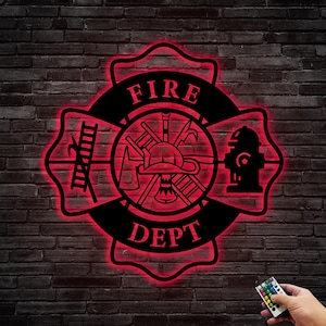 Letrero de pared de metal de bombero personalizado, decoración de pared de bombero personalizada, regalos de bombero, decoración personalizada del departamento de bomberos, 8-24 pulgadas, multicolor