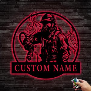 Letrero de pared de metal de bombero personalizado, decoración de pared de bombero personalizada, regalos de bombero, decoración personalizada del departamento de bomberos, 8-24 pulgadas, multicolor