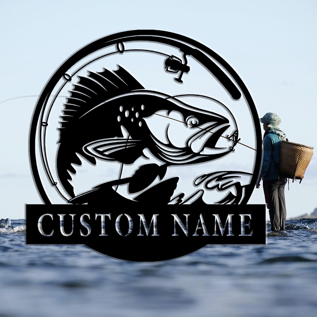 Custom Fishing Metal Sign: Personalized Angler Gift, Etched Logo - Etsy