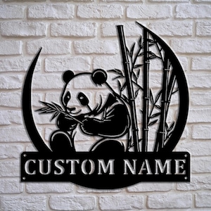 Personalized Metal Panda Decor-Custom Name Signs | Indoor/Outdoor Hanging Art | Adorable Panda Design | Selectable Sizes/Colors | Home Gift