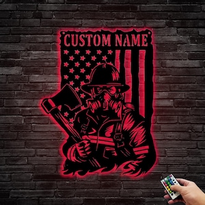 Letrero de pared de metal de bombero personalizado, decoración de pared de bombero personalizada, regalos de bombero, decoración personalizada del departamento de bomberos, 8-24 pulgadas, multicolor