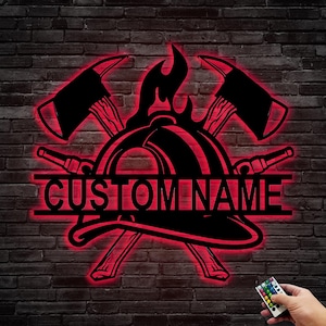 Letrero de pared de metal de bombero personalizado, decoración de pared de bombero personalizada, regalos de bombero, decoración personalizada del departamento de bomberos, 8-24 pulgadas, multicolor