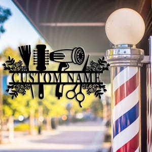 Personalized barber shop metal sign ,barber shop wall decoration,customized hairstylist sign,custom name,business name sign,Multicolor