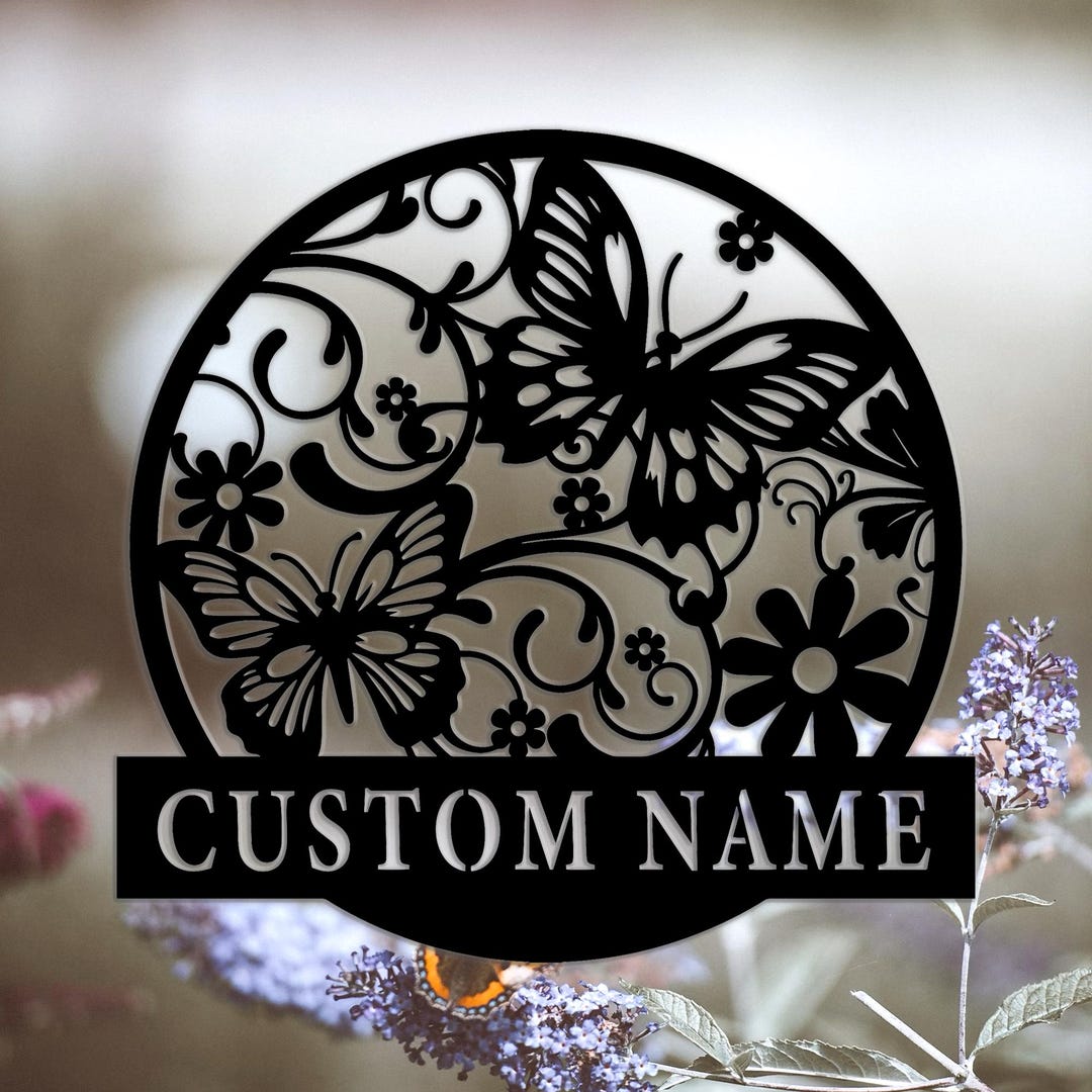 Custom Butterfly Signs, Metal Name Plates, Flat Color Decoration ...