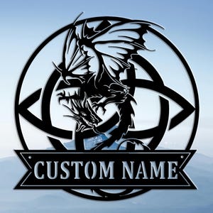 Aangepast metalen bord zwarte draak: gepersonaliseerd naambord, muurkunst binnen/buiten