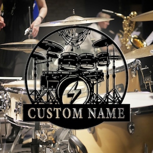Personalized Drum Sign,Custom Drum Room Metal Sign Art,Custom Drum Teacher Name Sign,Percussion Music Studio Wall Decor,Kid’s Room Decor