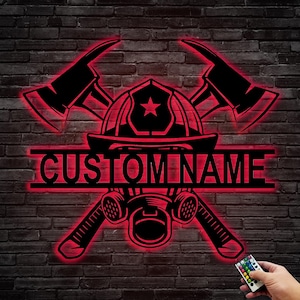 Letrero de pared de metal de bombero personalizado, decoración de pared de bombero personalizada, regalos de bombero, decoración personalizada del departamento de bomberos, 8-24 pulgadas, multicolor