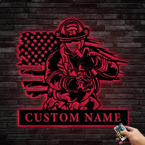 Letrero de pared de metal de bombero personalizado, decoración de pared de bombero personalizada, regalos de bombero, decoración personalizada del departamento de bomberos, 8-24 pulgadas, multicolor