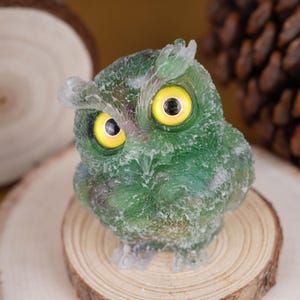 Crystal Owl Statue: Natural Stone Carved Home Decor