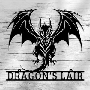 Op maat gemaakt metalen bord zwarte draak: gepersonaliseerde wanddecoratie