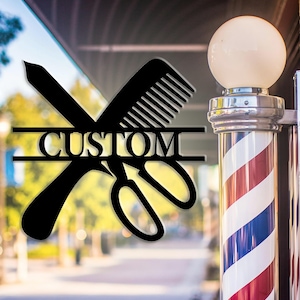 Personalized barber shop metal sign ,barber shop wall decoration,customized hairstylist sign,custom name,business name sign,Multicolor