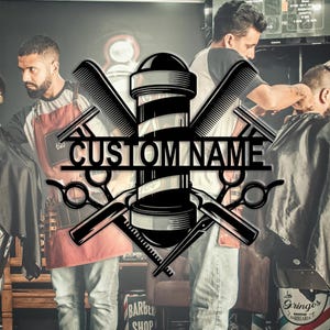 Personalized barber shop metal sign ,barber shop wall decoration,customized hairstylist sign,custom name,business name sign,Multicolor