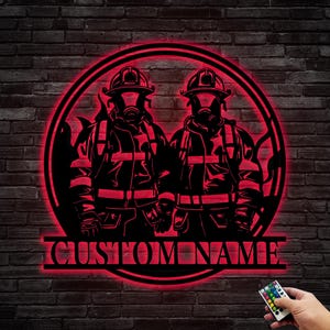 Letrero de pared de metal de bombero personalizado, decoración de pared de bombero personalizada, regalos de bombero, decoración personalizada del departamento de bomberos, 8-24 pulgadas, multicolor