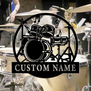 Custom Drum Room Metal Sign Art,Custom Drum Teacher Name Sign,Percussion Music Studio Wall Decor,Personalized Drum Sign,Kid’s Room Decor