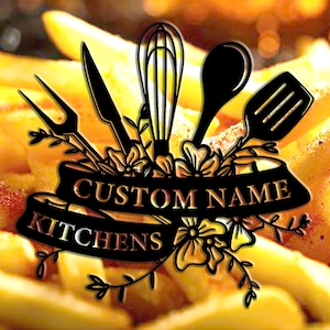 Personalized Metal Name Sign: Kitchen Decor, Custom Family Name