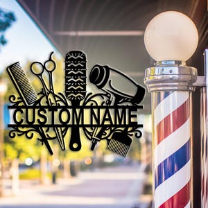 Personalized barber shop metal sign ,barber shop wall decoration,customized hairstylist sign,custom name,business name sign,Multicolor
