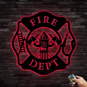 Letrero de pared de metal de bombero personalizado, decoración de pared de bombero personalizada, regalos de bombero, decoración personalizada del departamento de bomberos, 8-24 pulgadas, multicolor
