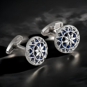 Gemelos de plata personalizados, iniciales o letras grabables en la parte posterior, el mejor regalo para hombres, trabajo, regalo para papá y regalo de aniversario, regalo de boda para hombre.