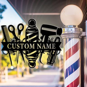 Personalized barber shop metal sign ,barber shop wall decoration,customized hairstylist sign,custom name,business name sign,Multicolor