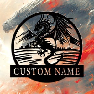 Personalized Western Dragon Metal Sign: Game Room Decor