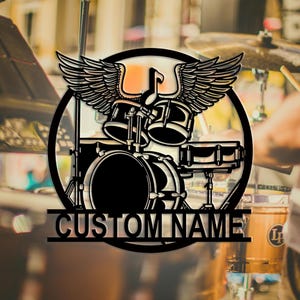 Custom Drum Room Metal Sign Art,Custom Drum Teacher Name Sign,Percussion Music Studio Wall Decor,Personalized Drum Sign,Kid’s Room Decor
