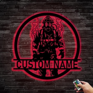 Letrero de pared de metal de bombero personalizado, decoración de pared de bombero personalizada, regalos de bombero, decoración personalizada del departamento de bomberos, 8-24 pulgadas, multicolor