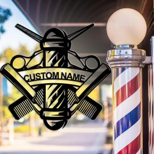 Personalized barber shop metal sign ,barber shop wall decoration,customized hairstylist sign,custom name,business name sign,Multicolor