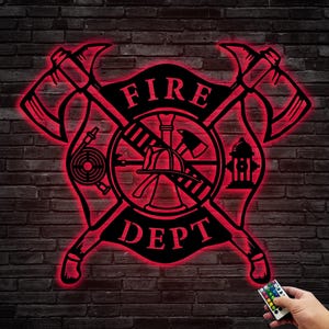 Letrero de pared de metal de bombero personalizado, decoración de pared de bombero personalizada, regalos de bombero, decoración personalizada del departamento de bomberos, 8-24 pulgadas, multicolor
