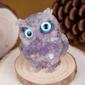 Crystal Owl Statue: Healing Stone Home Decor