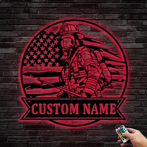 Letrero de pared de metal de bombero personalizado, decoración de pared de bombero personalizada, regalos de bombero, decoración personalizada del departamento de bomberos, 8-24 pulgadas, multicolor