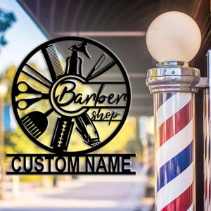 Personalized barber shop metal sign ,barber shop wall decoration,customized hairstylist sign,custom name,business name sign,Multicolor