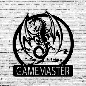 Gepersonaliseerde metalen bord draken: custom monogram led-muurkunst