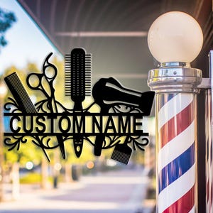 Personalized barber shop metal sign ,barber shop wall decoration,customized hairstylist sign,custom name,business name sign,Multicolor