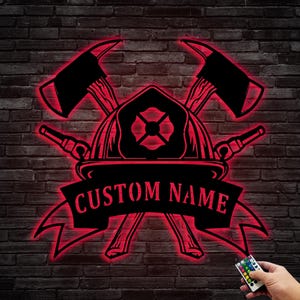 Letrero de pared de metal de bombero personalizado, decoración de pared de bombero personalizada, regalos de bombero, decoración personalizada del departamento de bomberos, 8-24 pulgadas, multicolor