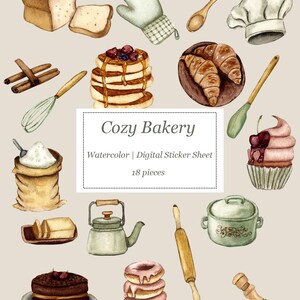 Cosy Bakery digitaal stickervel voor digitale planning |  | Grillige bakstickers | GoodNotes-stickers | Theetijd