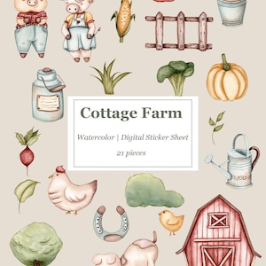 Cottage Farm Digital Sticker Sheet for Digital Planning | Farm Sticker | Cute Farm Stickers | GoodNotes Stickers | Little Farm
