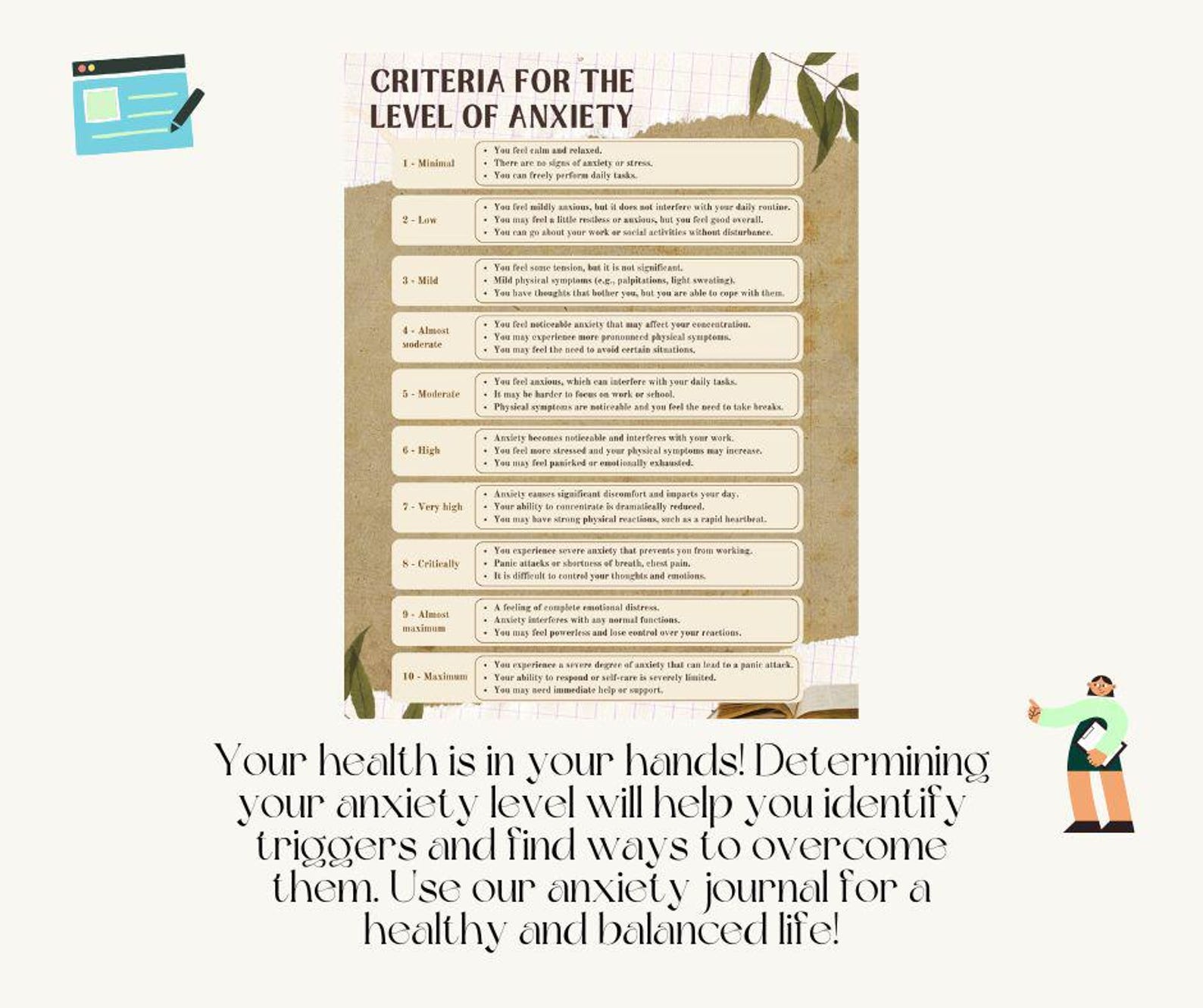View of Anxiety Journal | Anxiety Management Planner | Printable Self-care ...