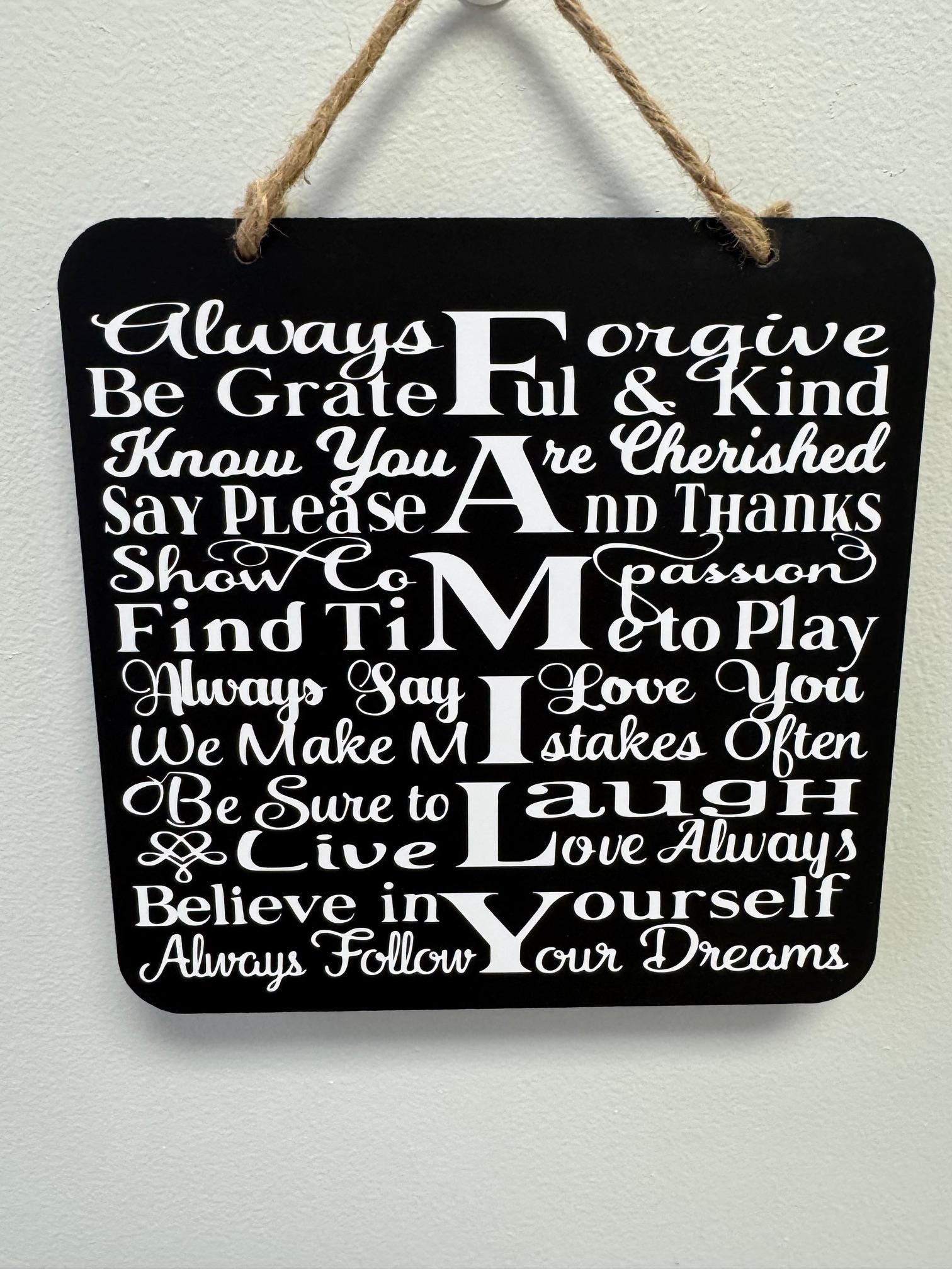 Family Display Sign Family Sign - Etsy
