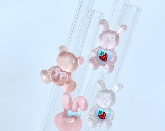 Glass Straw - Reusable Straw- Tumbler Straw Replacement- Cute Girl Straw with Charm- Reusable Straw-Birthday Decor-Home Decoration