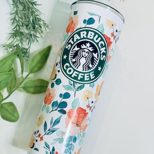 Starbucks Tumbler: Floral Design, 30oz Handmade Cup Can