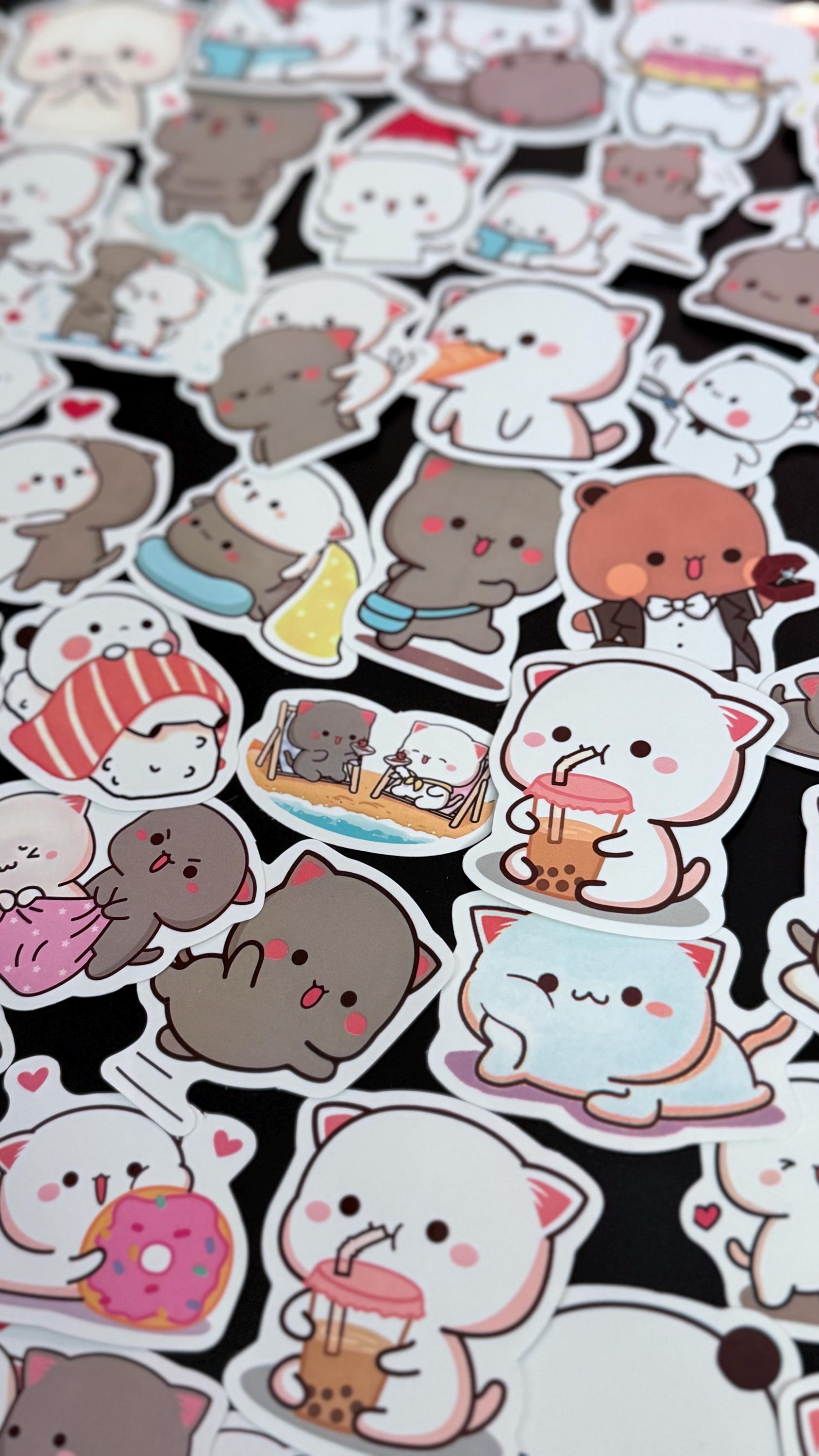 Cute Kawaii Cat Vinyl Stickers - Reusable, Self-adhesive Decals for ...