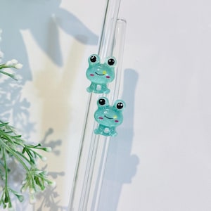 Little Frog Glass Straw 9in Summer Collection 3D. Kid safe | Good for glass tumbler 16 oz everyday using coffee, smoothies, water.